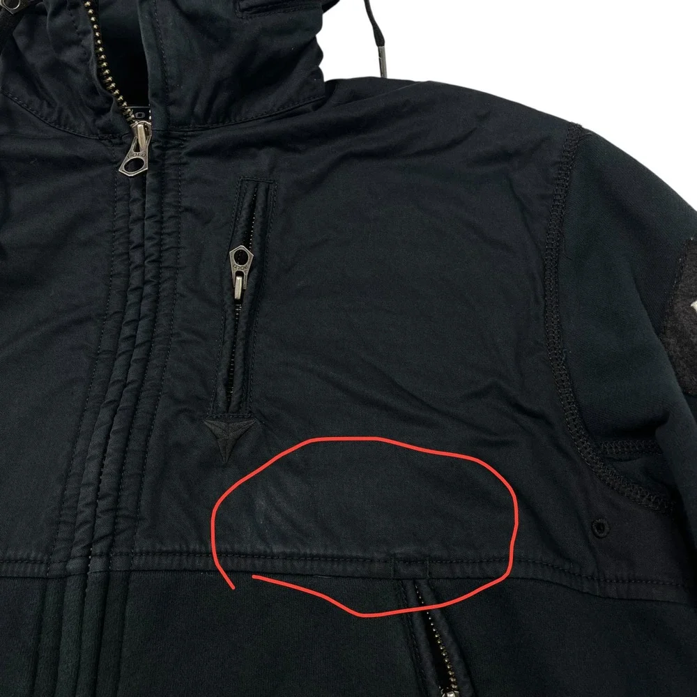 VTG Polo Ralph Lauren Men's Fleece Zip Jacket Black Optional Hood Nautical‎ M